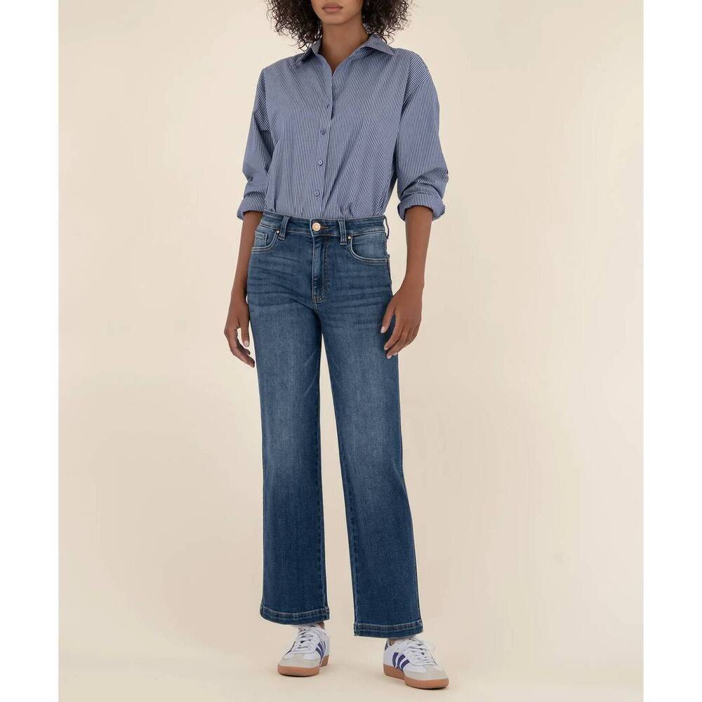 NEW KUT FROM THE KLOTH pattie high rise straight leg jeans in razor medium base